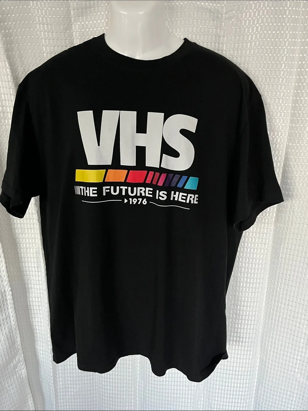 VHS The Future Is Here Graphic Tee Black Retro Rainbow 2XL Y2K Style Shirt